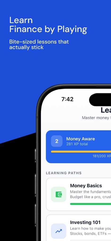 Interactive learning paths with XP and streaks